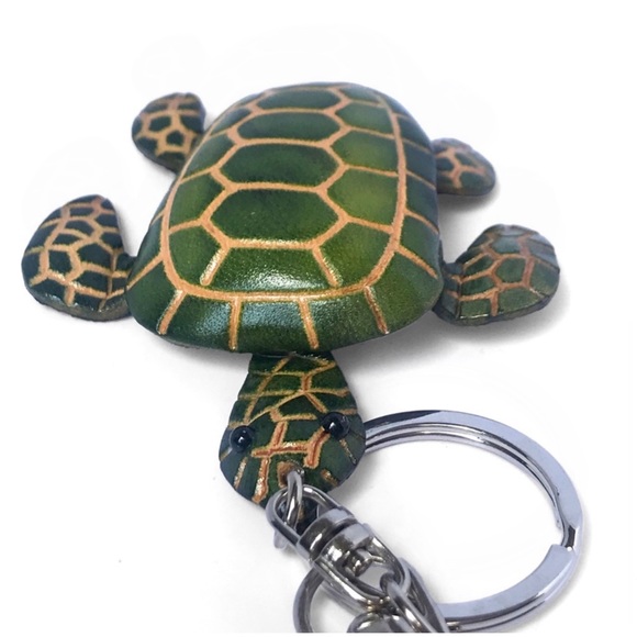 1 LEFT! Handmade Handcrafted Genuine Leather Sea Turtle Keychain - Picture 5 of 6